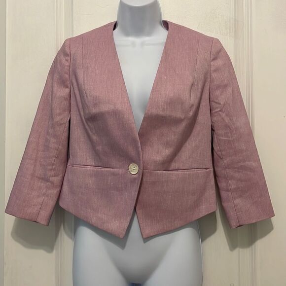 Express NWT Barbie Pink Cropped Blazer Quarter sleeve suit jacket - Picture 1 of 12
